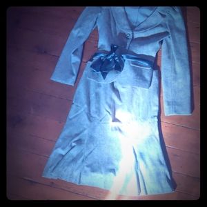 Gray black and white suit